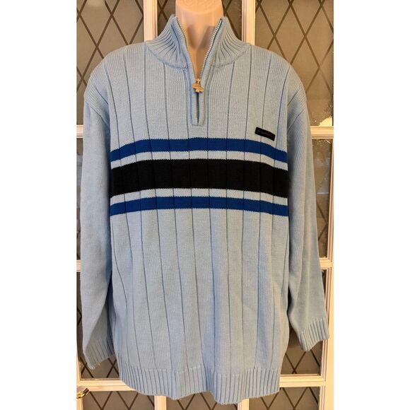 Vtg Southpole Sweater Mens X-Large Mock neck Striped Hip Hop 90s Y2k Quarter Zip - Picture 2 of 9